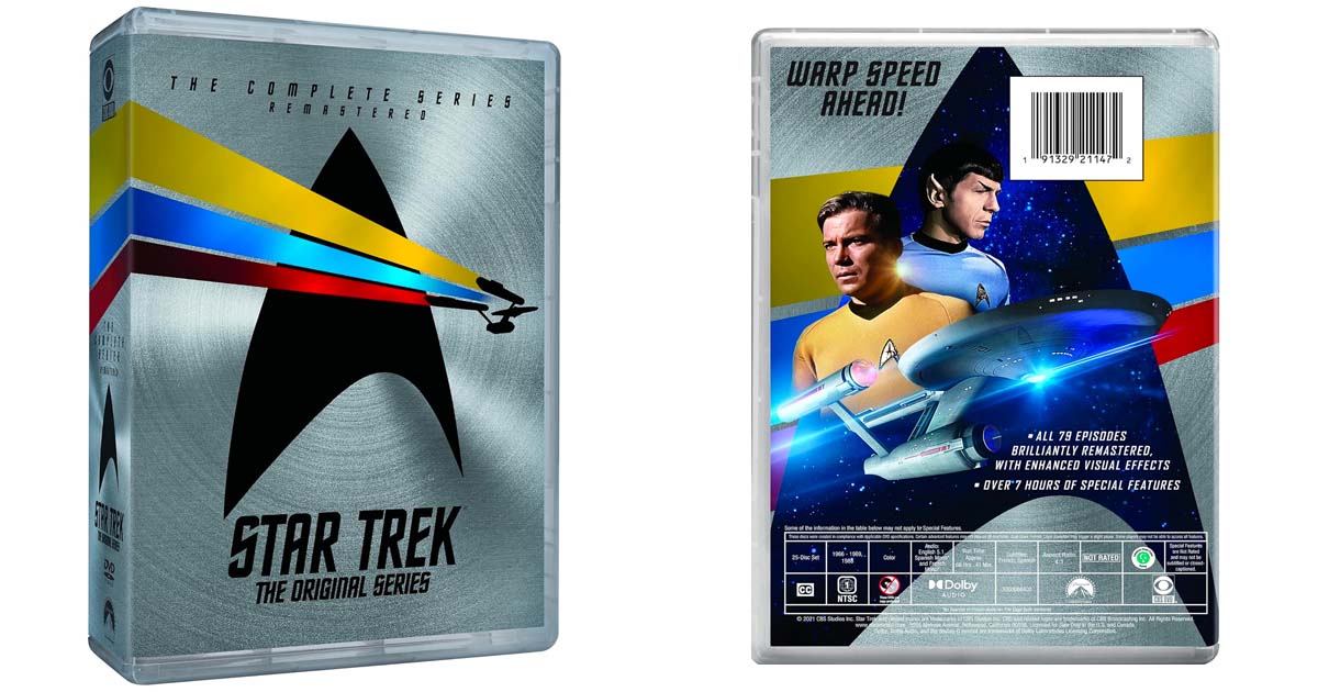 Shows the front and back of the Star Trek Original Series DVD.