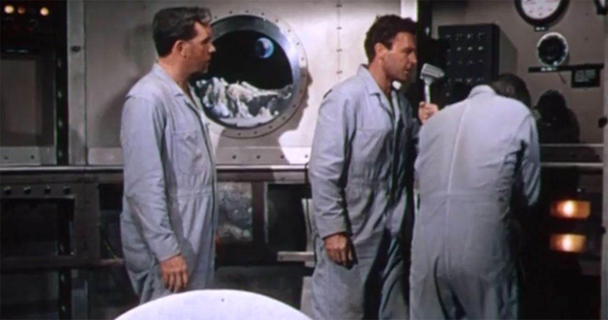 A screen capture from the movie "Destination Moon" showing the interior of the ship.