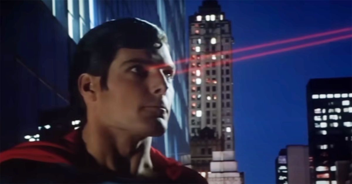 Superman using his laser vision in the movie Superman 2.