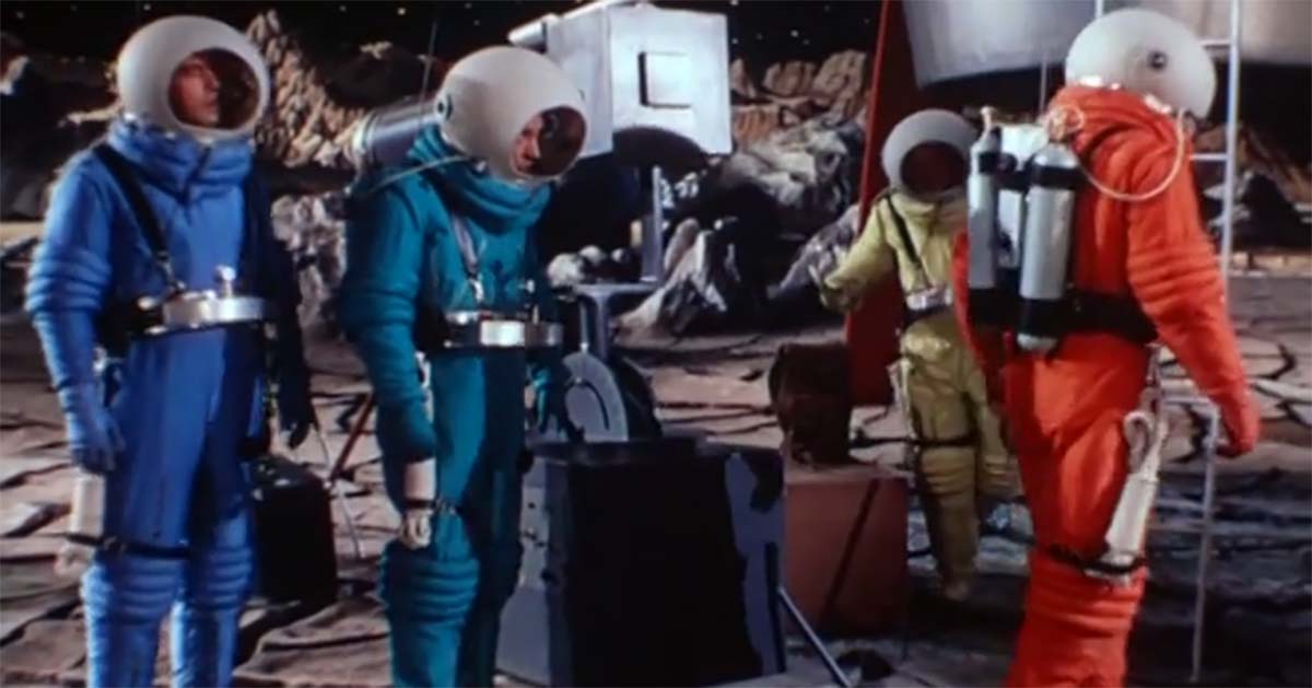 Screen capture of the crew from "Destination Moon."