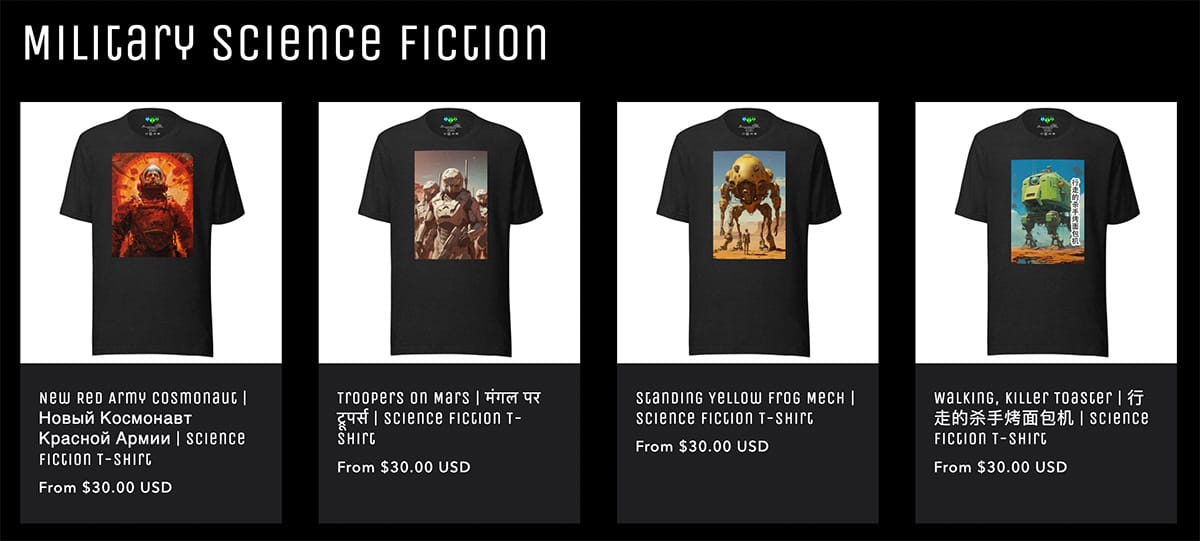 Military Science Fiction T-shirt Collection.