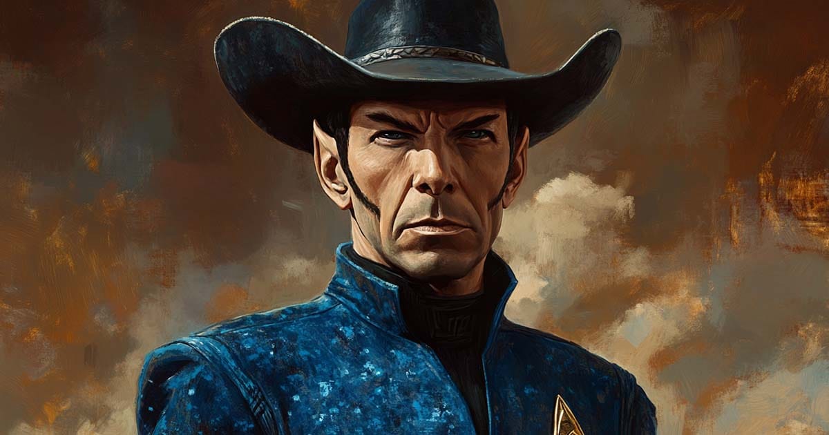 Star Trek fan art showing Mr. Spock as a space cowboy.