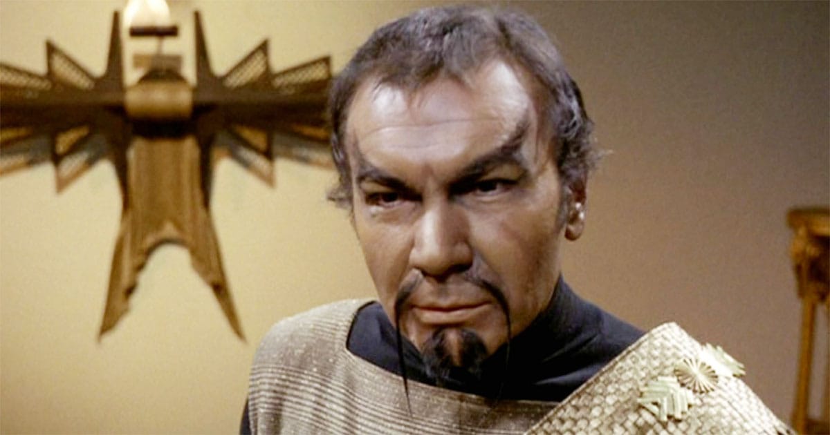 A screen capture of a Klingon from the original series.