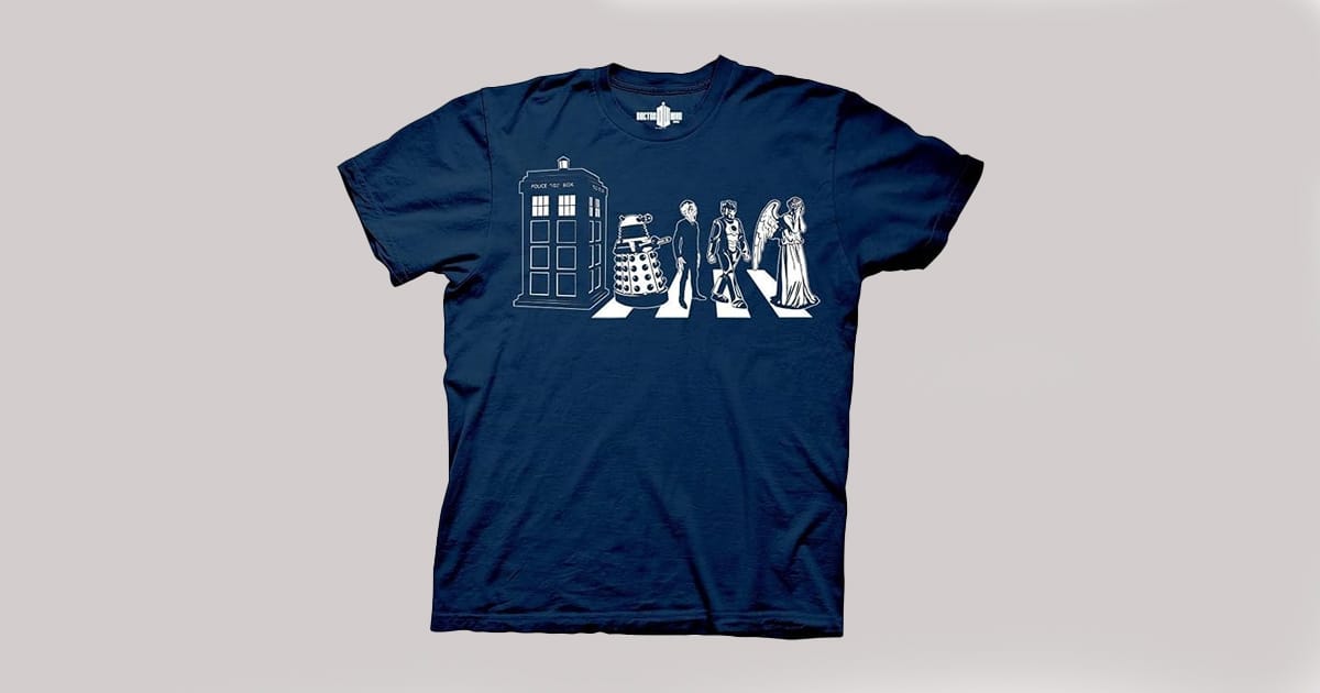 Image of a T-shirt that shows some Dr. Who characters.