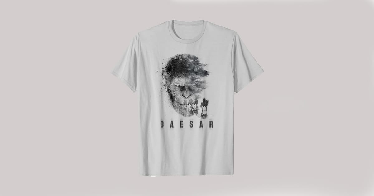 Image of a T-shirt with Caesar from the movie Planet of the Apes.