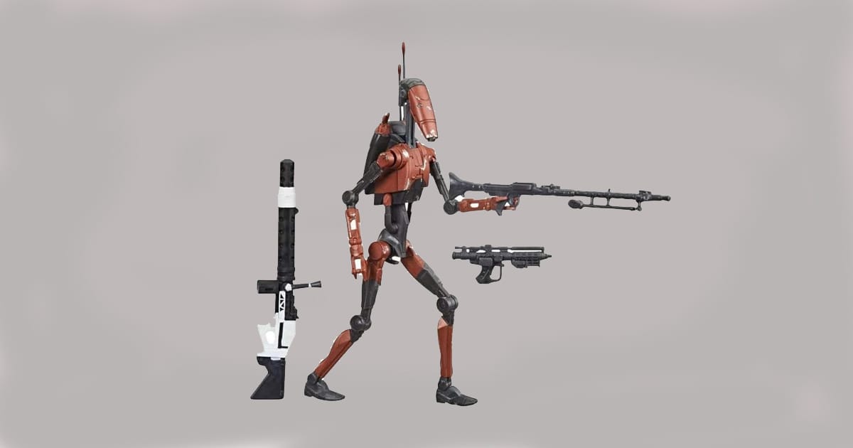 Image of a Heavy Battle Droid action figure from Star Wars.