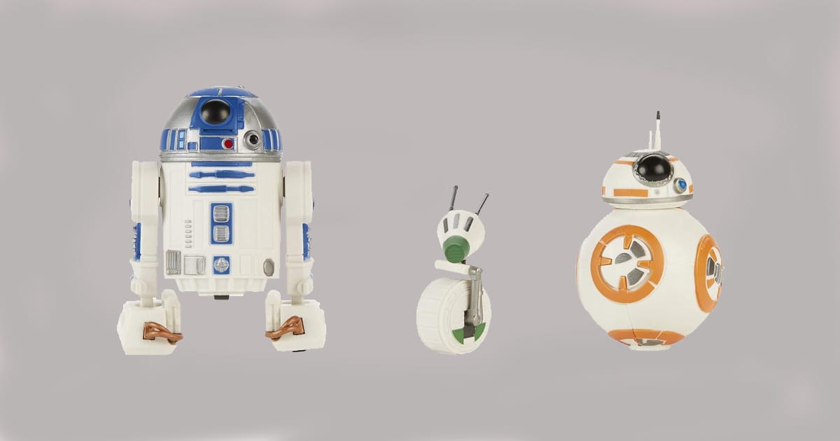 Image of three Star Wars Action Figure Droids.