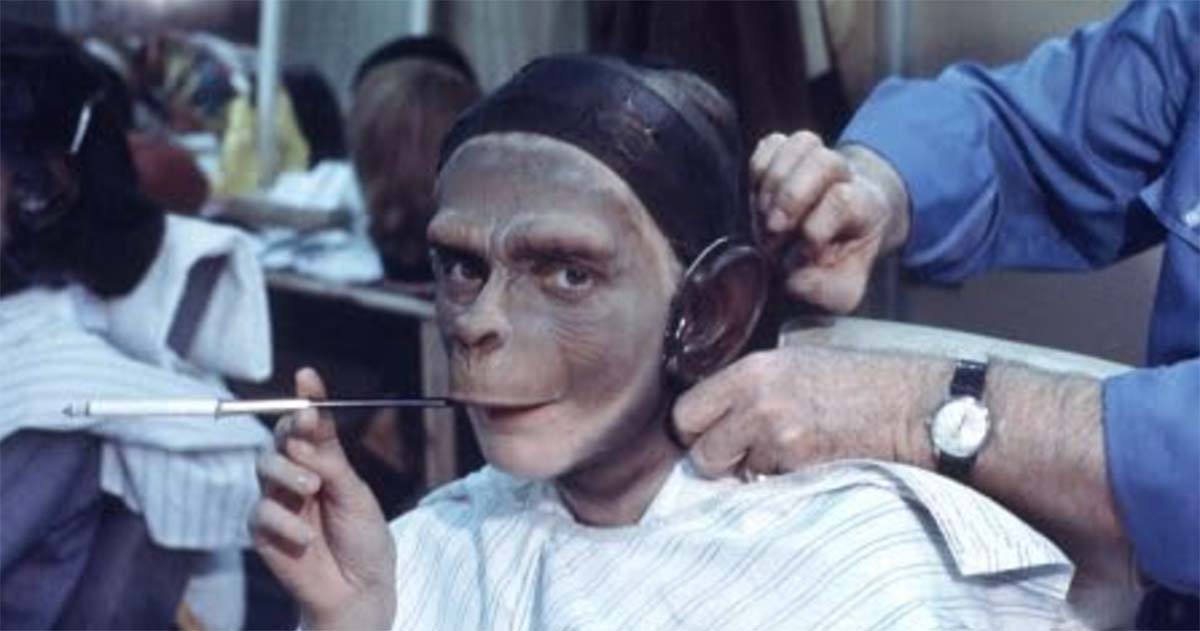 A still image of ape makeup.