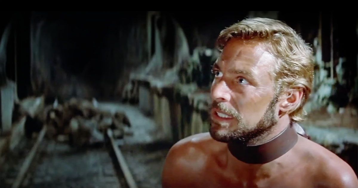 A still image from the movie "Beneath the Planet of the Apes" showing the character Brent in a subway station.