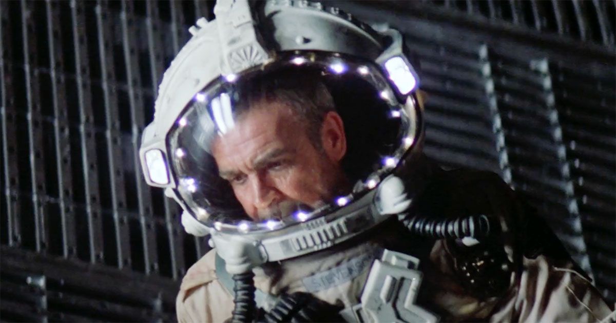 An image of Sean Connery in a spacesuit, from the 1981 movie, Outland.