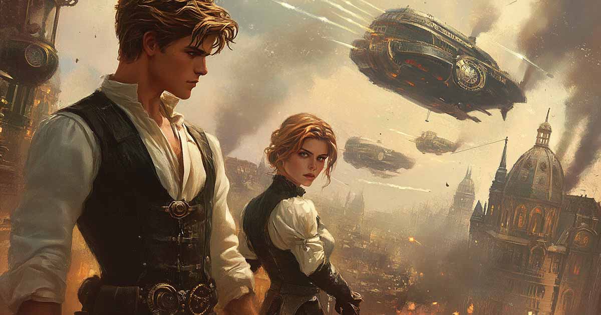 Steampunk Han Solo and Princess Leia headed to battle.