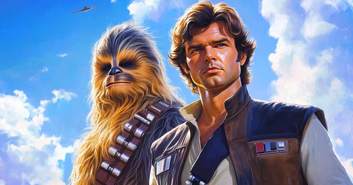 Fan art showing Han Solo and Chewbacca.