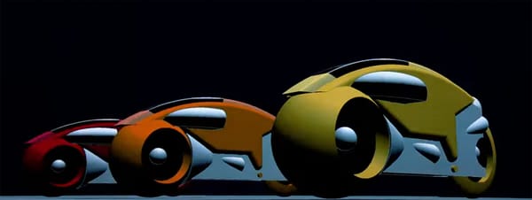 Image of the motorcycles from the movie Tron from 1982.