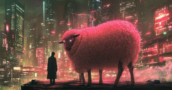 A massive pink electric sheep.