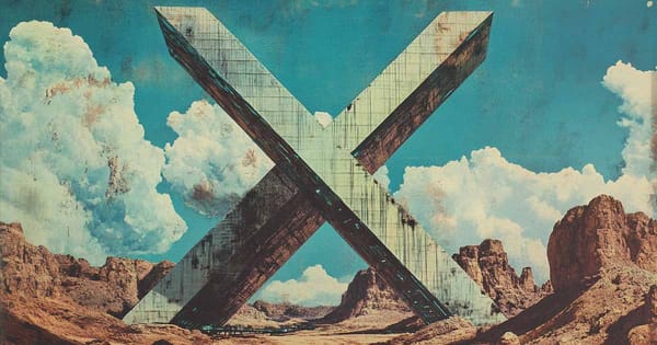 A large X in the style of 1970s science fiction cover art.