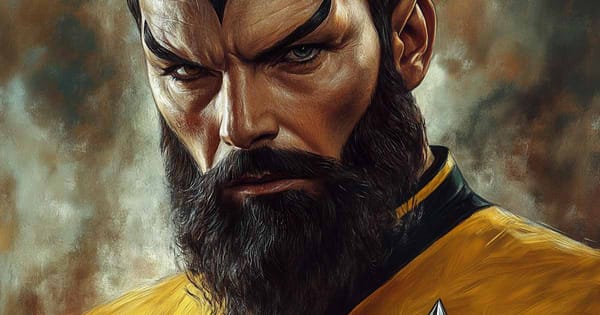 Star Trek fan art of a bearded Vulcan.